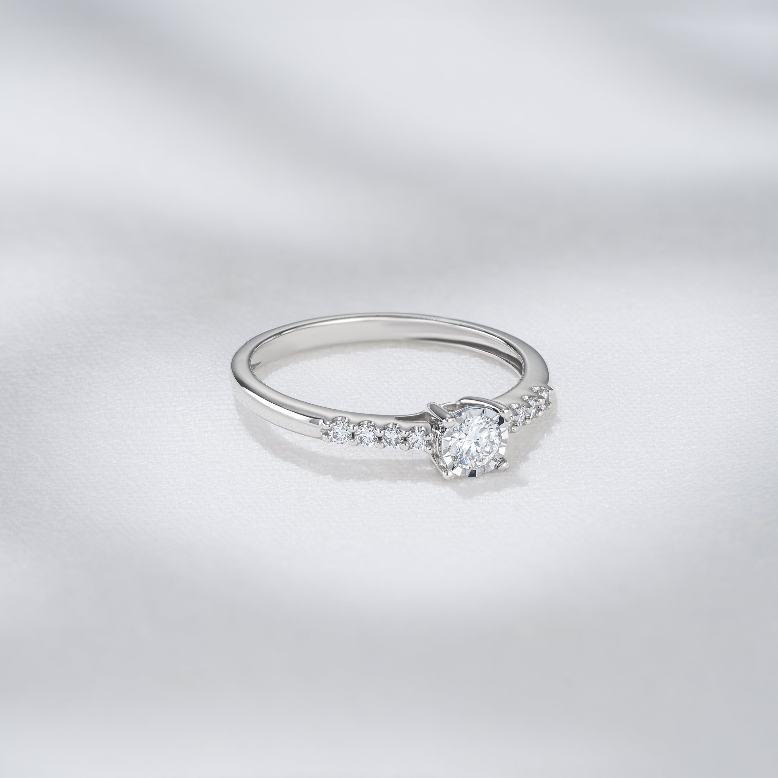 Lab Diamond Side Stone Engagement Ring 0.25ct H/Si in 9K White Gold